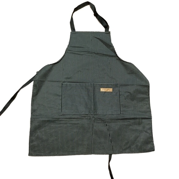 Kitchen Cooking Apron Bib Chef Apron 
Pockets striped black white - Picture 1 of 7